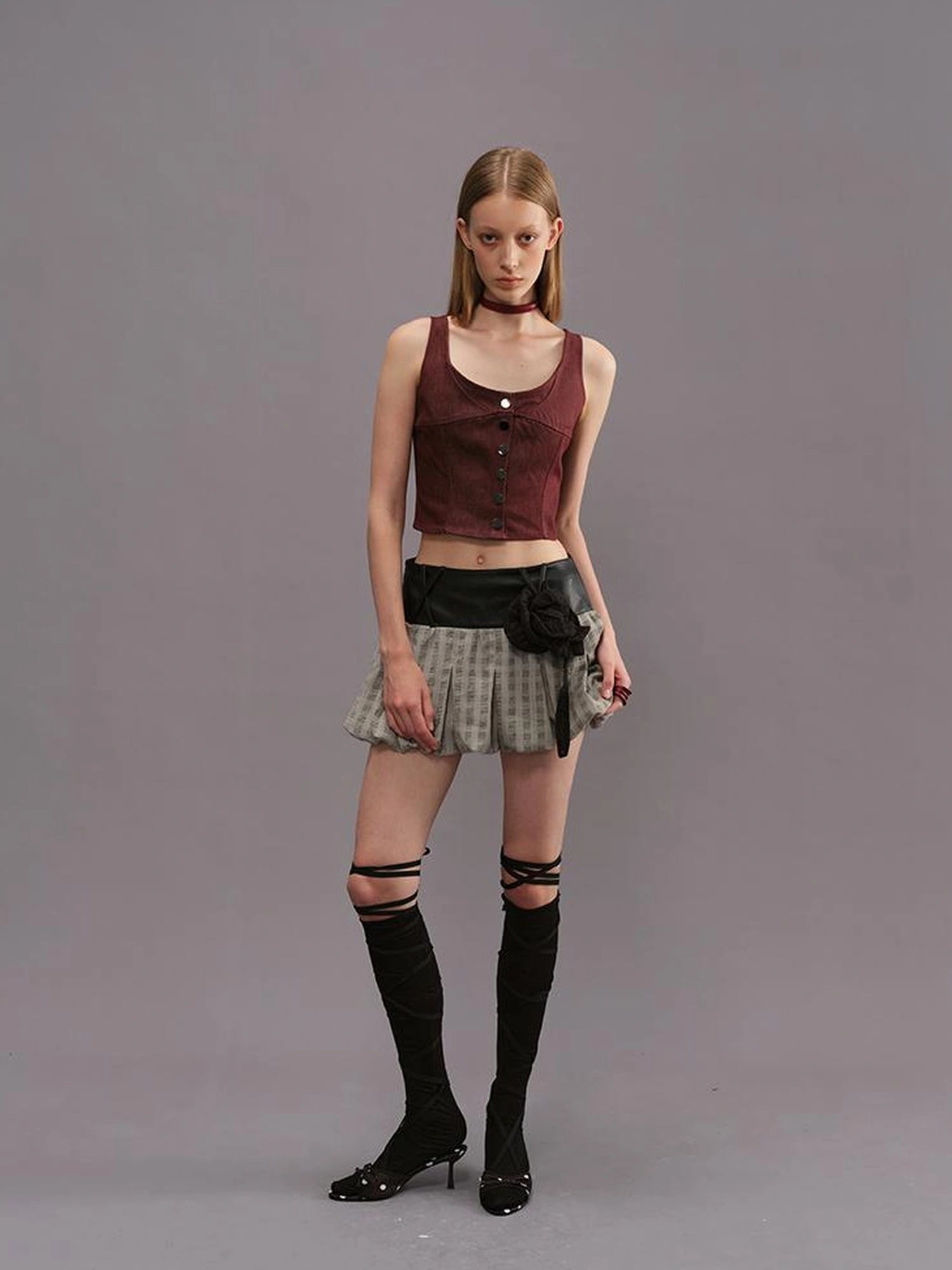 Outmode Asymmetric Panel Drop Waist Skirt