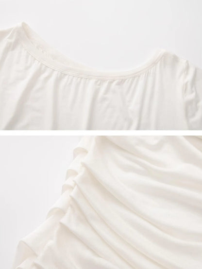 Outmode Asymmetric Ruffle Shoulder T-shirt