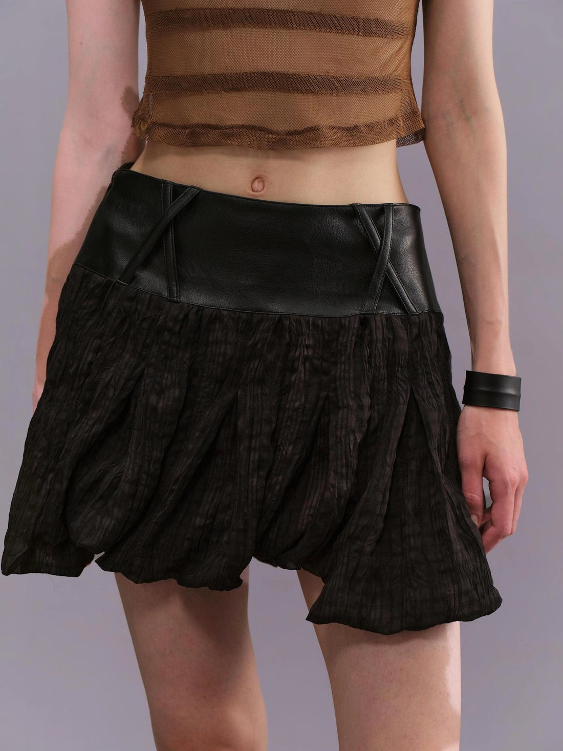 Outmode Asymmetrical Pleated Punk Skirt With Irregular Hem