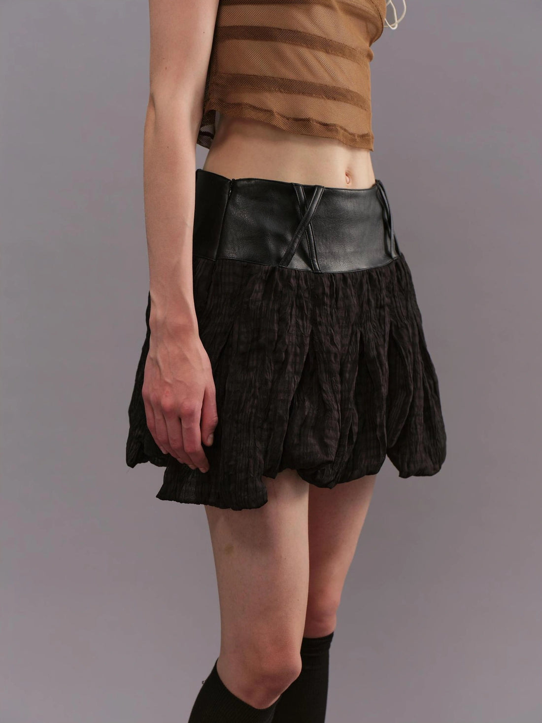 Outmode Asymmetrical Pleated Punk Skirt With Irregular Hem