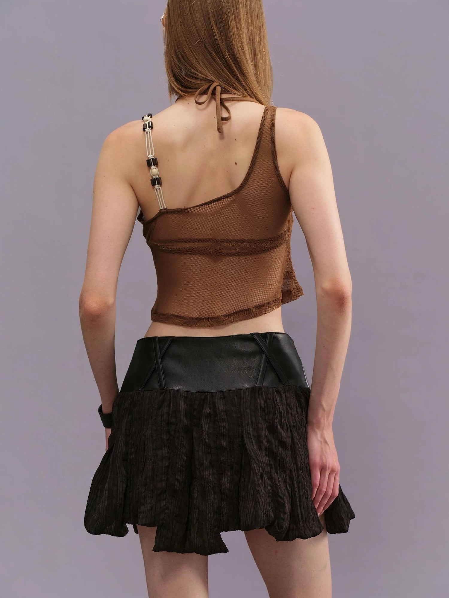 Outmode Asymmetrical Pleated Punk Skirt With Irregular Hem