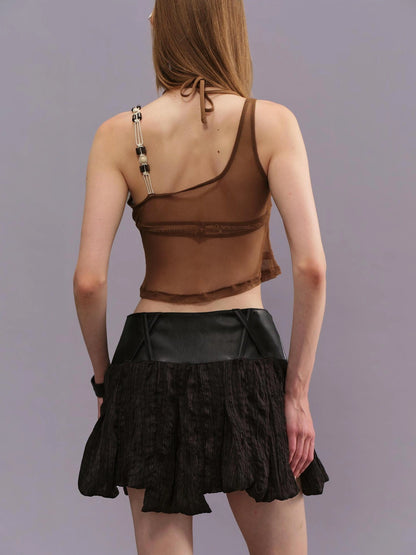 Outmode Asymmetrical Pleated Punk Skirt With Irregular Hem