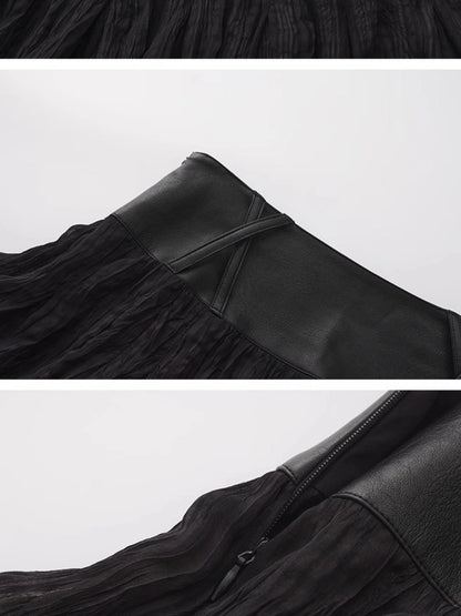 Outmode Asymmetrical Pleated Punk Skirt With Irregular Hem