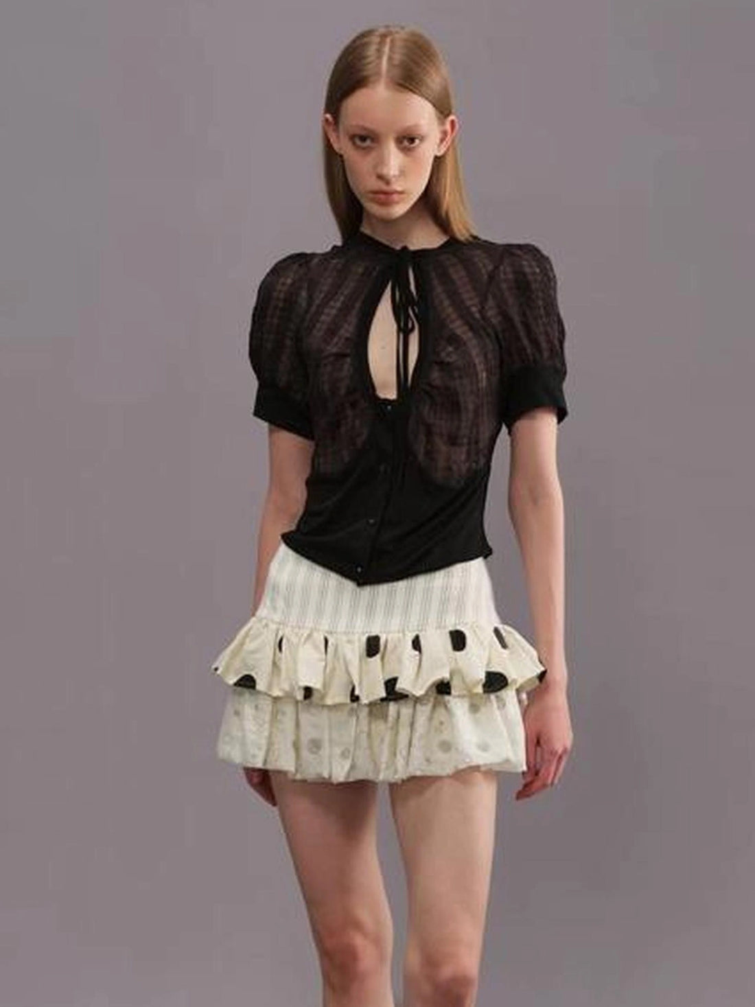 Outmode Cut Out Texture Short Sleeve Shirt