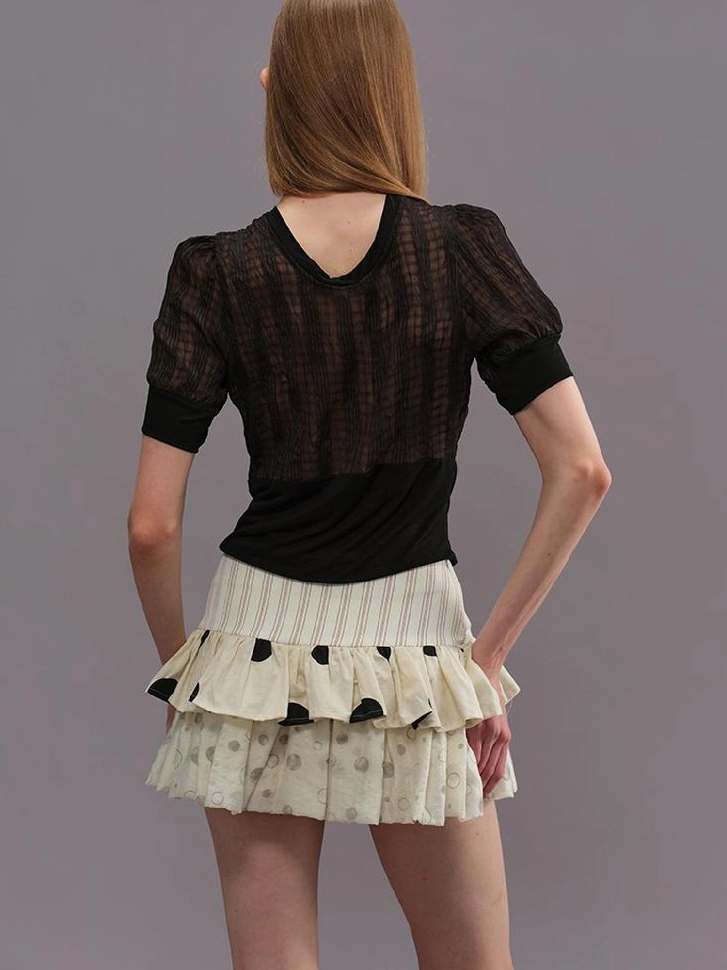 Outmode Cut Out Texture Short Sleeve Shirt