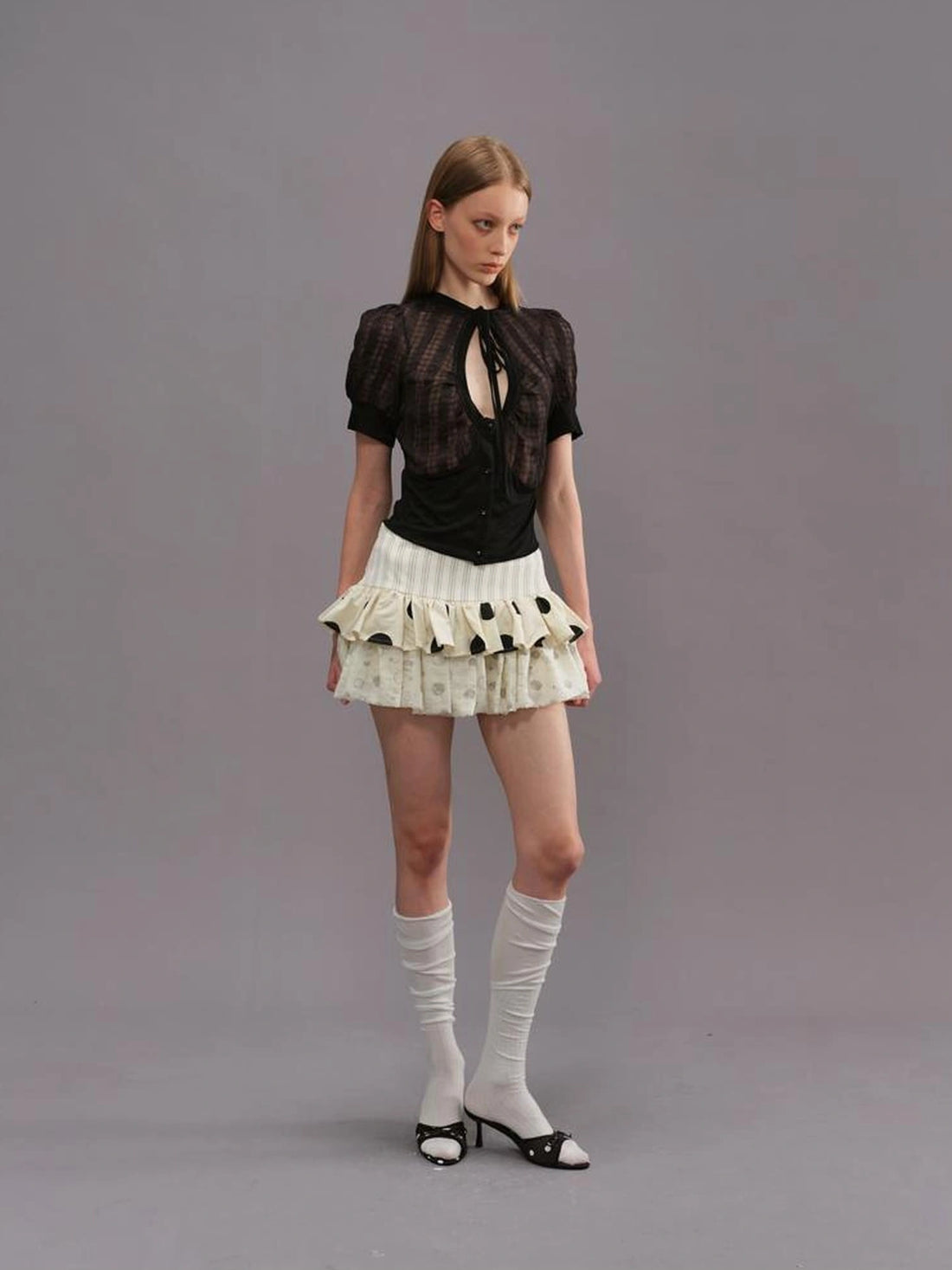 Outmode Cut Out Texture Short Sleeve Shirt