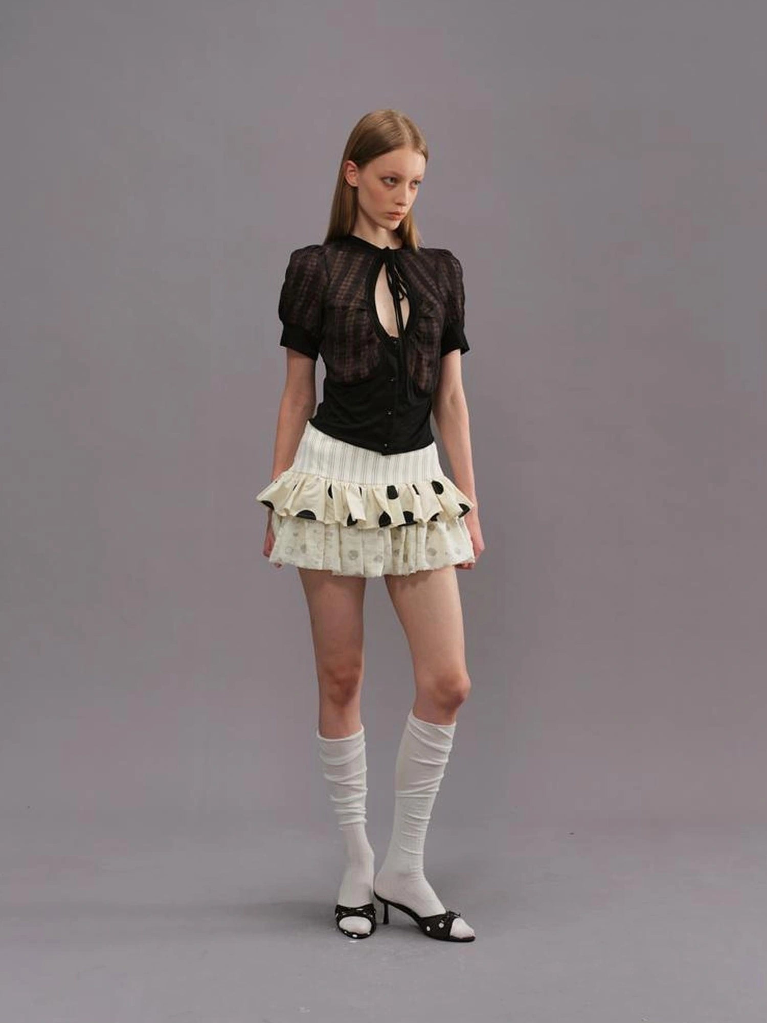 Outmode Cut Out Texture Short Sleeve Shirt