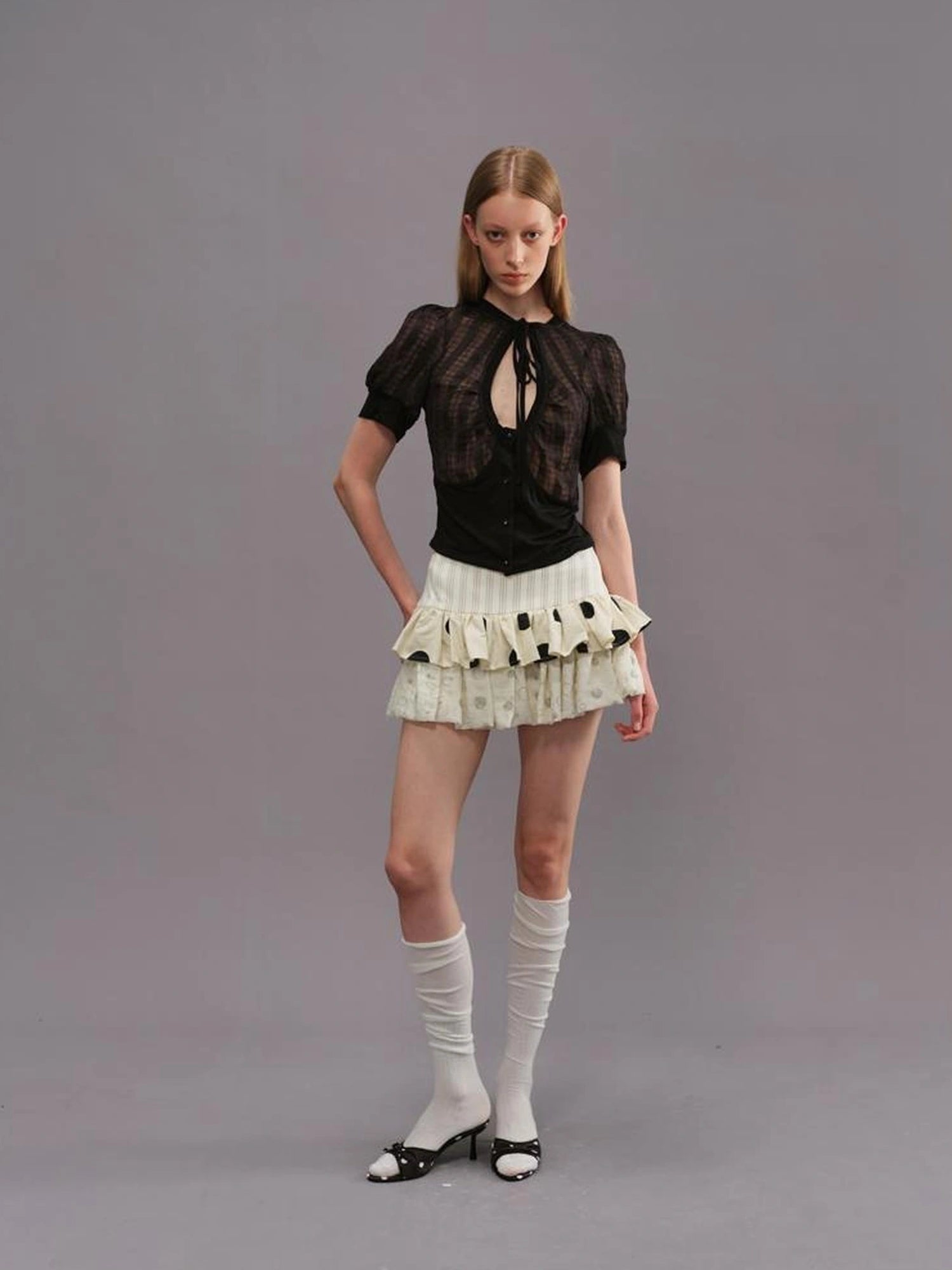 Outmode Cut Out Texture Short Sleeve Shirt