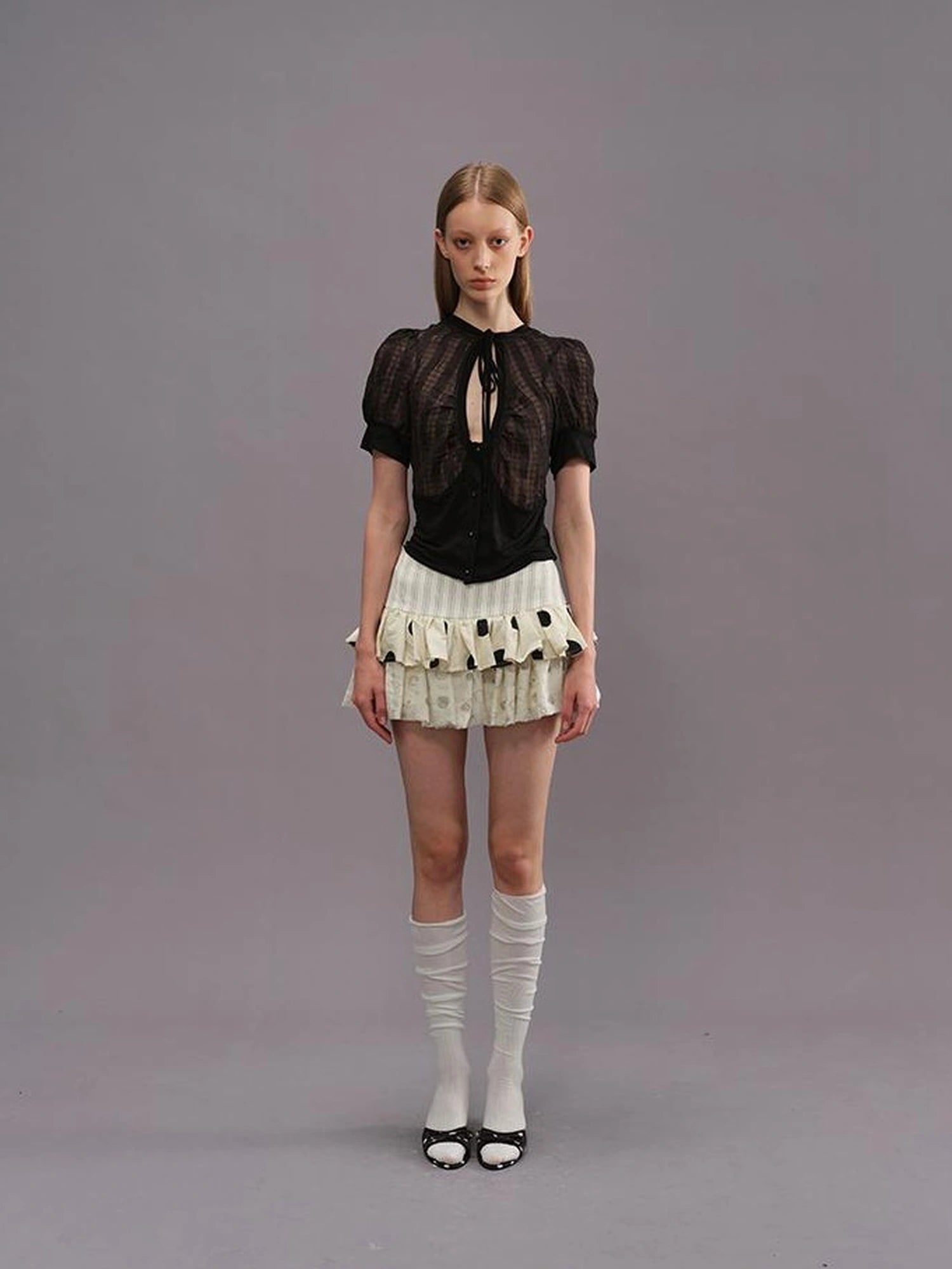 Outmode Cut Out Texture Short Sleeve Shirt