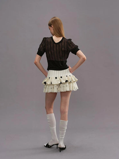 Outmode Cut Out Texture Short Sleeve Shirt