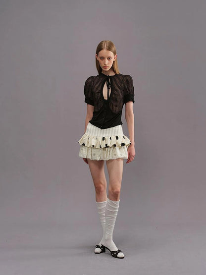 Outmode Cut Out Texture Short Sleeve Shirt