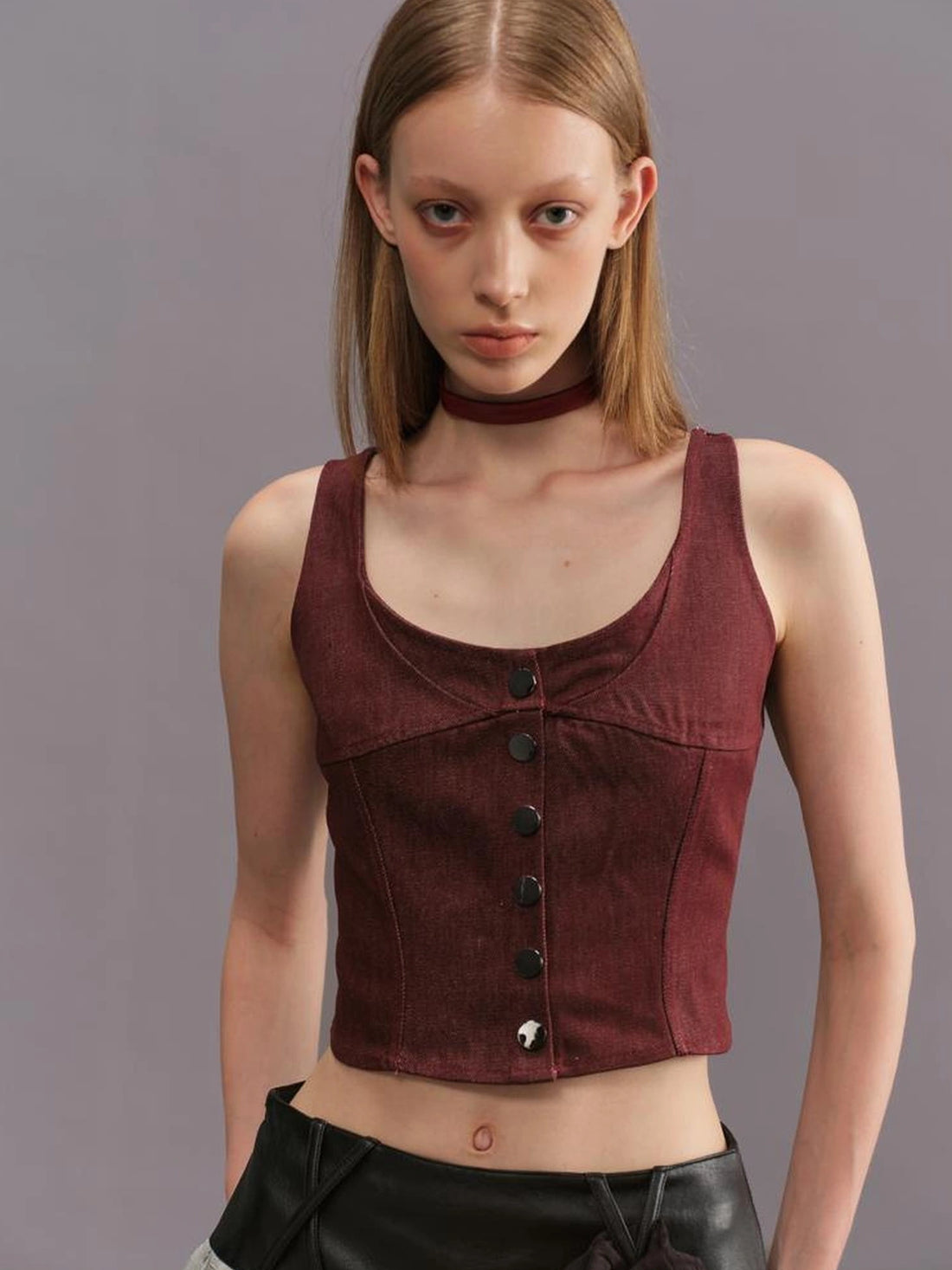 Outmode Deconstructed Denim Bustier Top