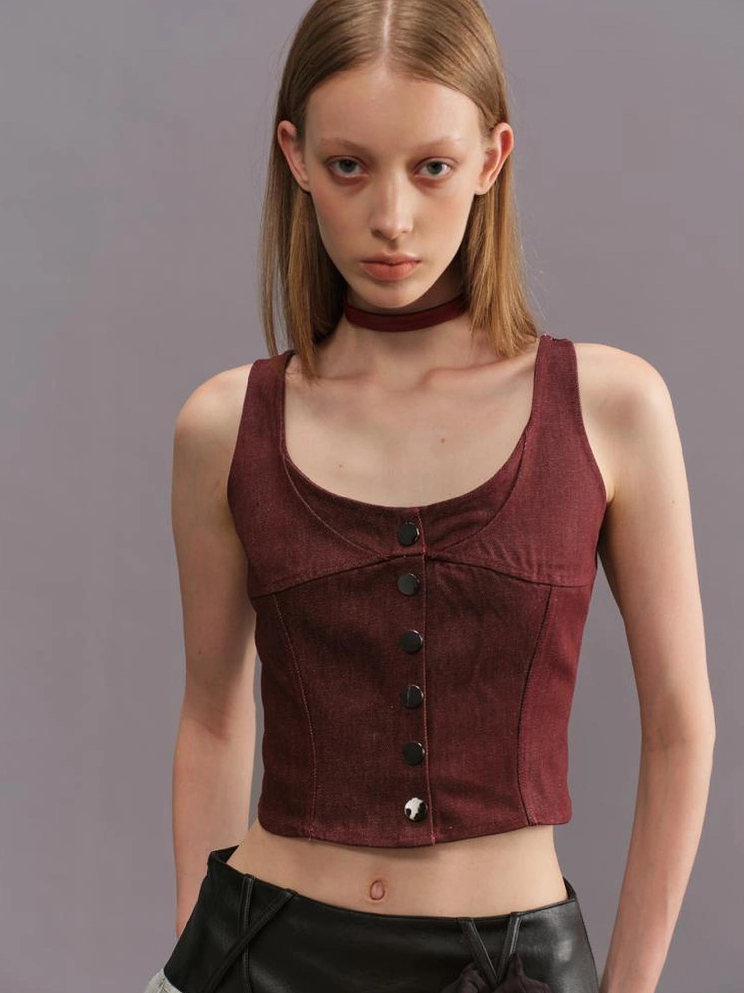 Outmode Deconstructed Denim Bustier Top