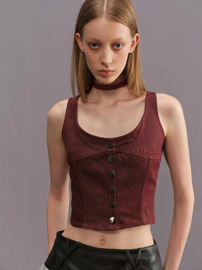 Outmode Deconstructed Denim Bustier Top