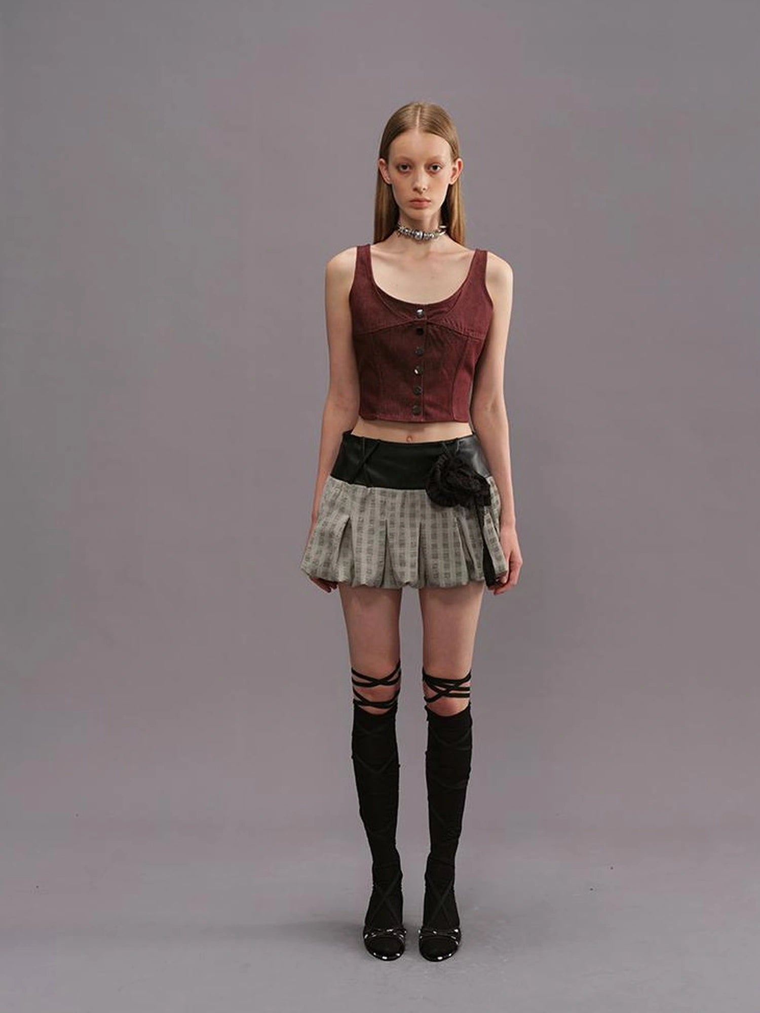 Outmode Deconstructed Denim Bustier Top