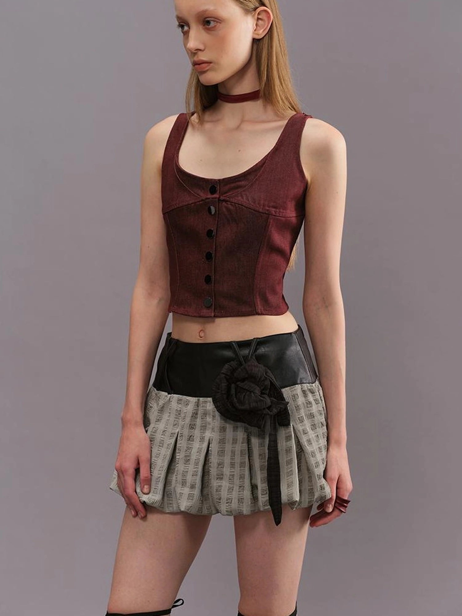 Outmode Deconstructed Denim Bustier Top