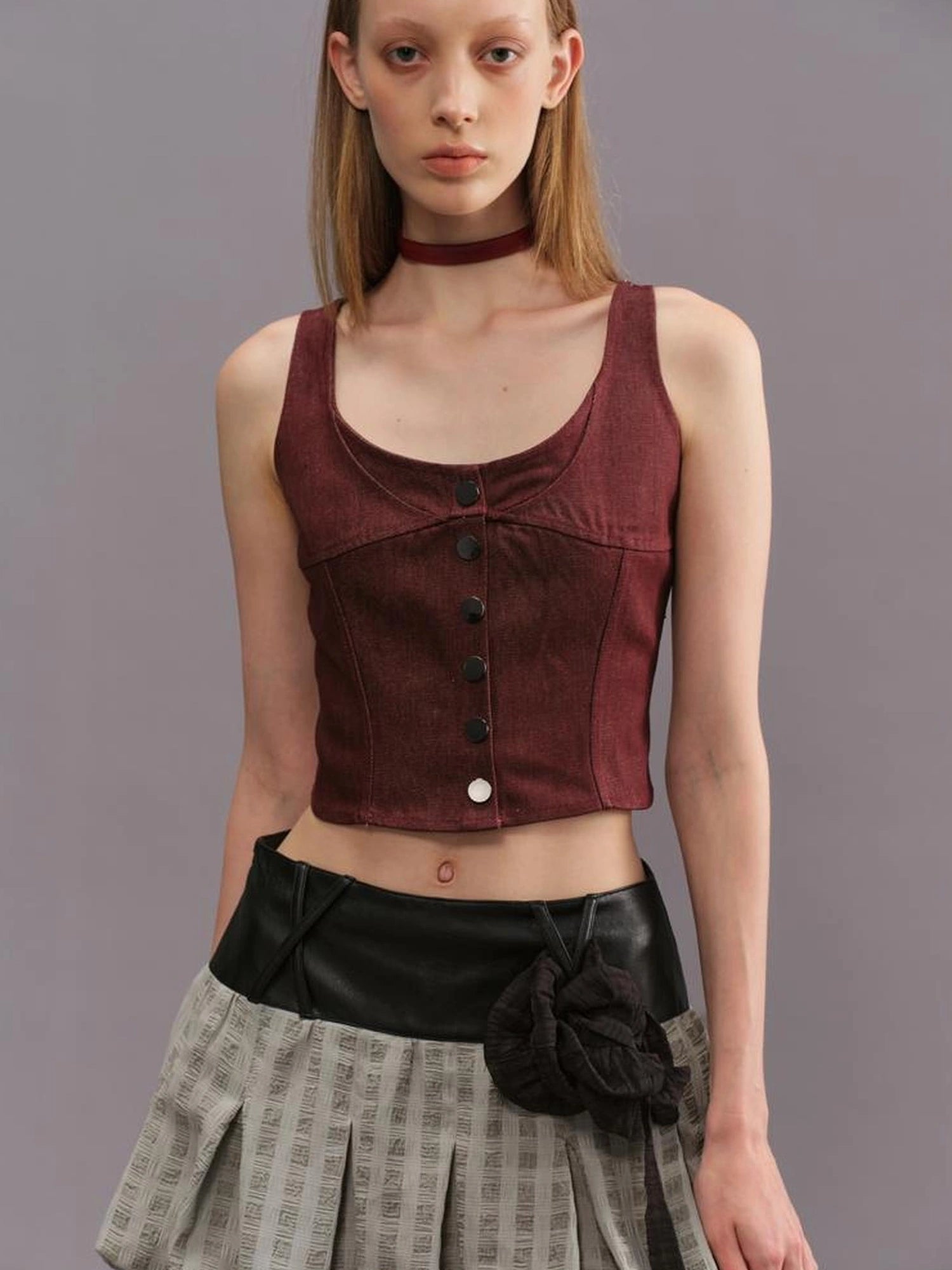Outmode Deconstructed Denim Bustier Top