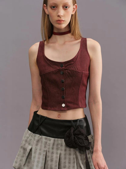 Outmode Deconstructed Denim Bustier Top