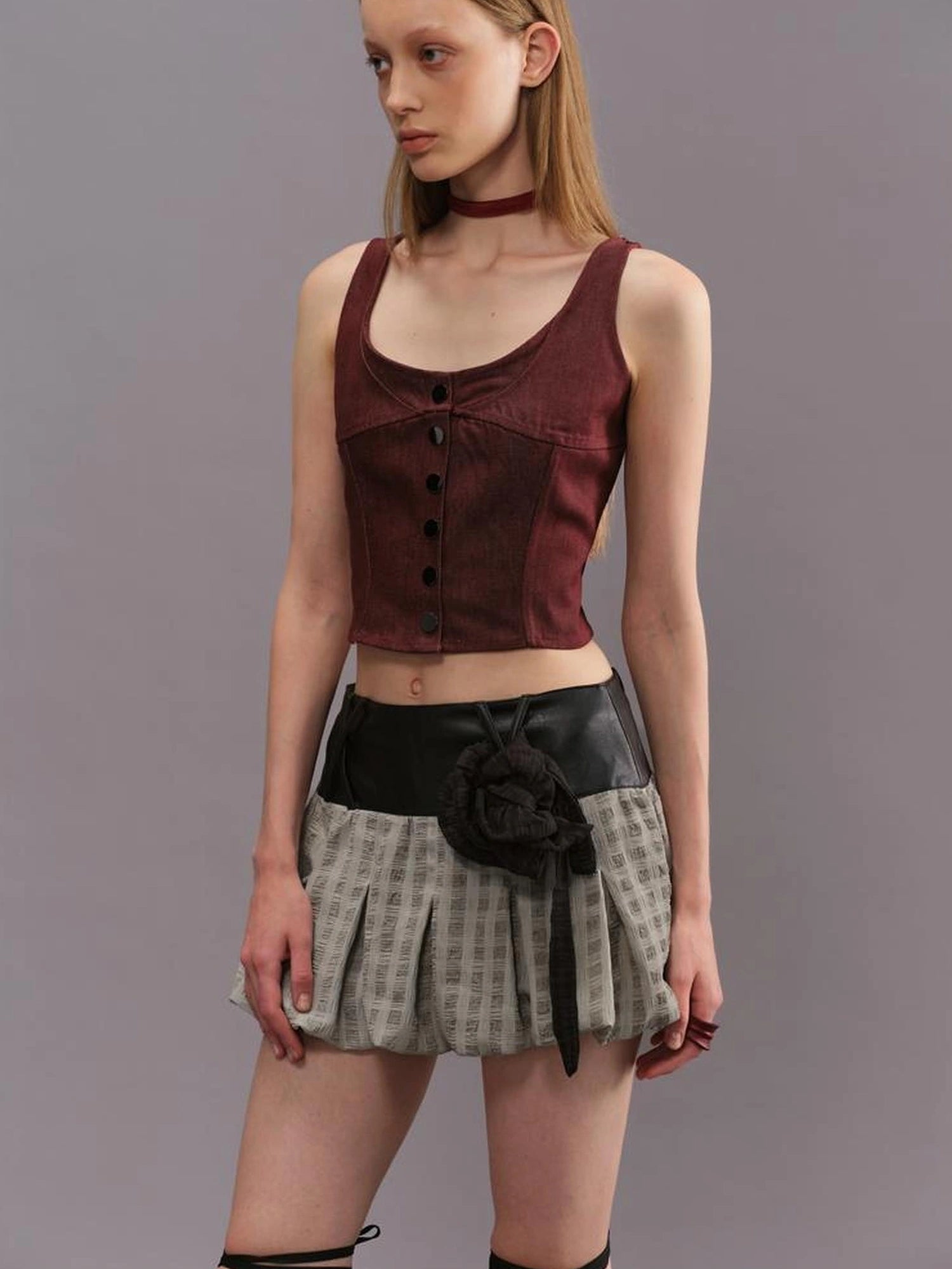 Outmode Deconstructed Denim Bustier Top
