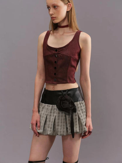 Outmode Deconstructed Denim Bustier Top