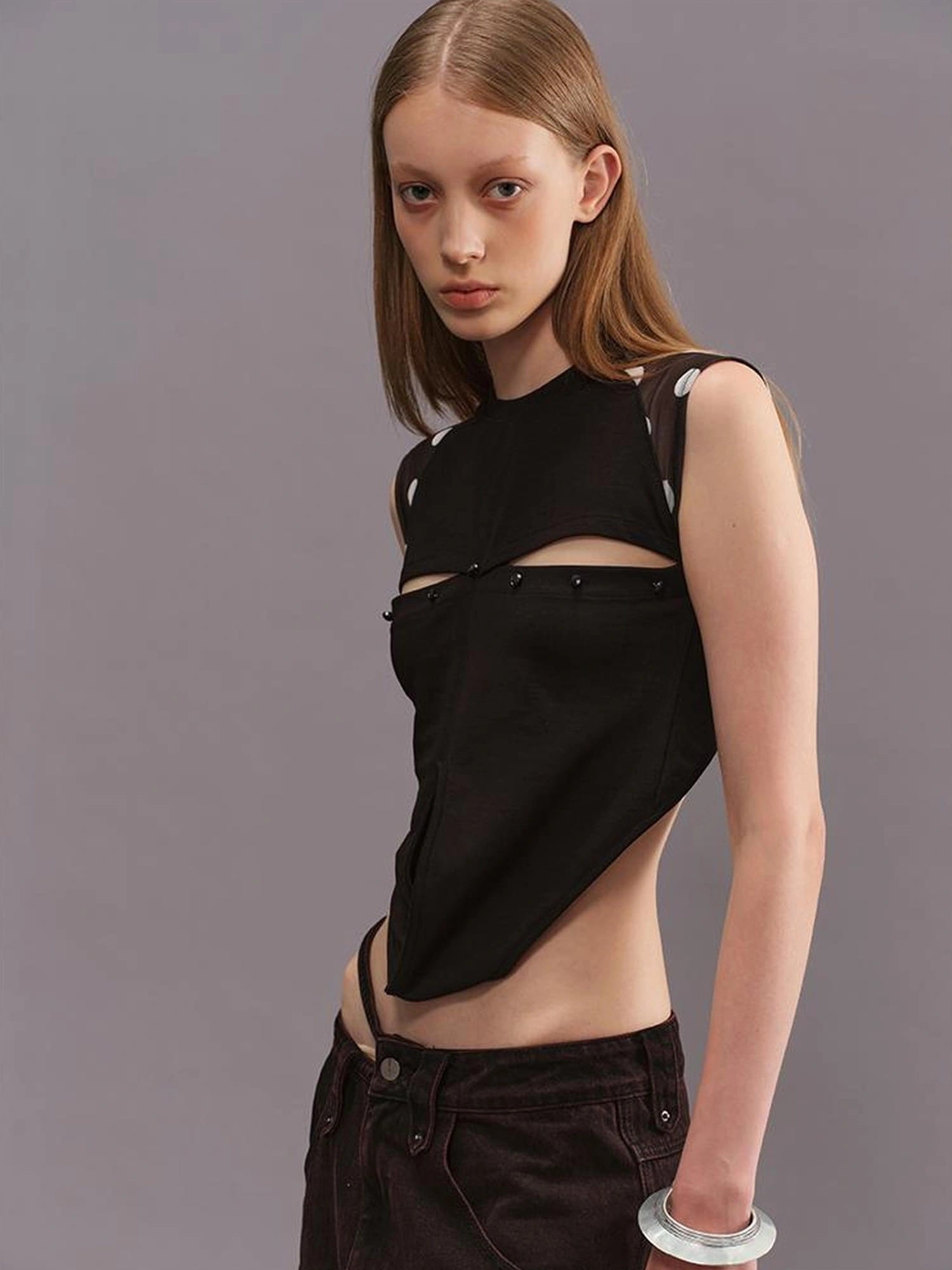 Outmode Deconstructed Spliced Swimsuit Top