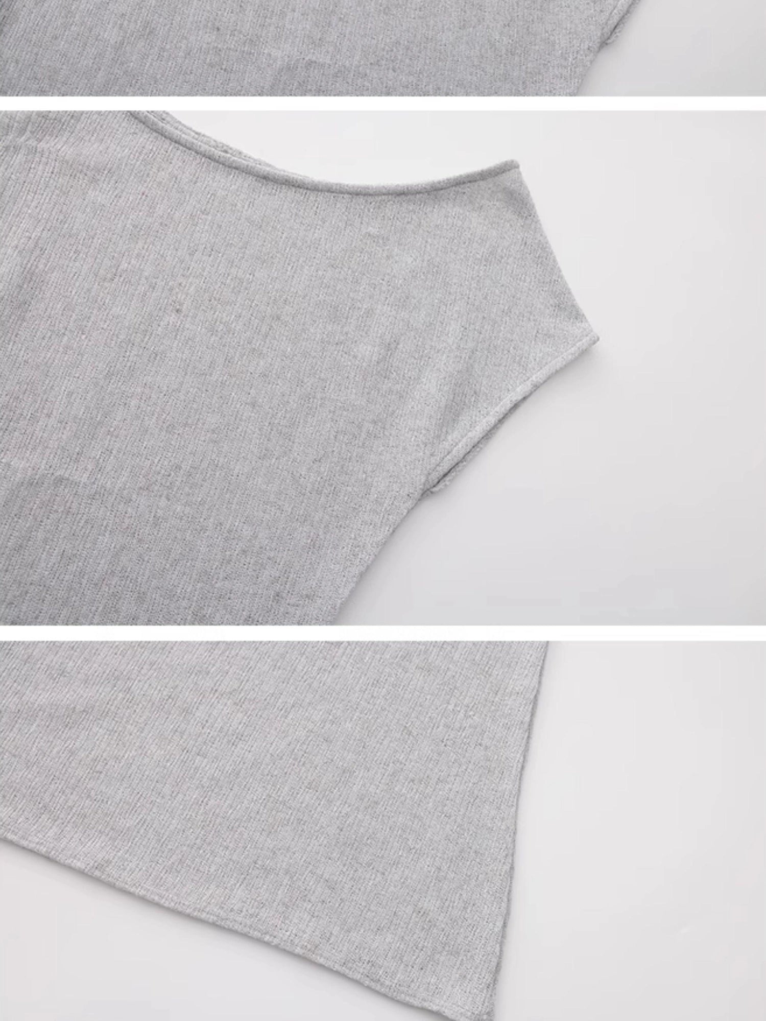 Outmode Light Gray Off Shoulder Cotton Dress