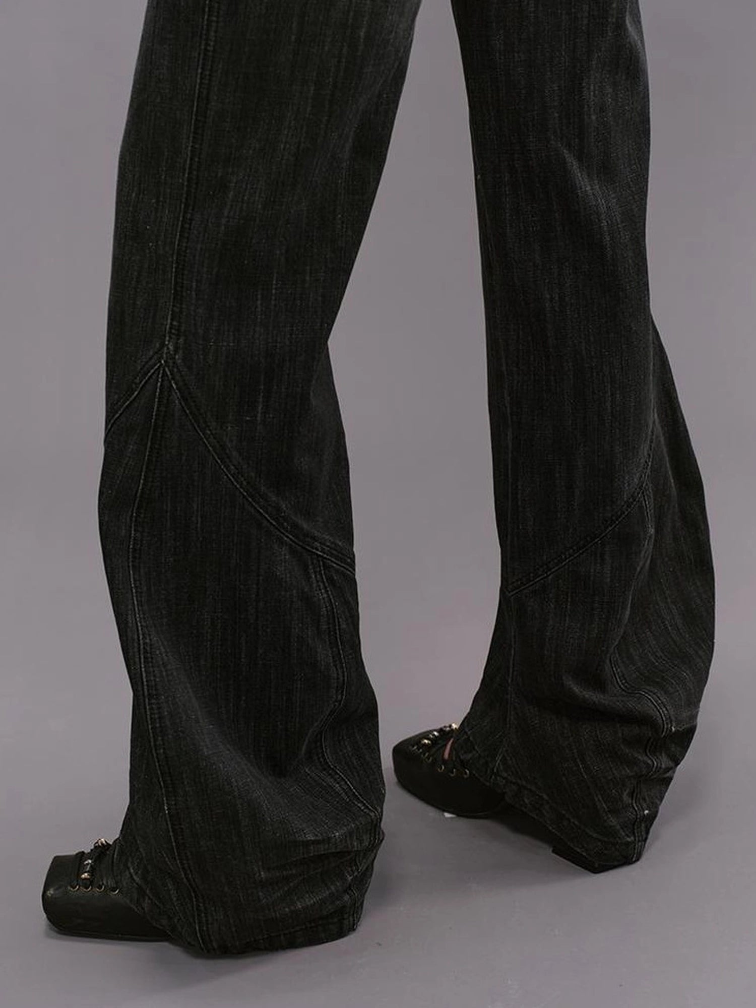 Outmode Low Rise Straight Leg Washed Denim Pants