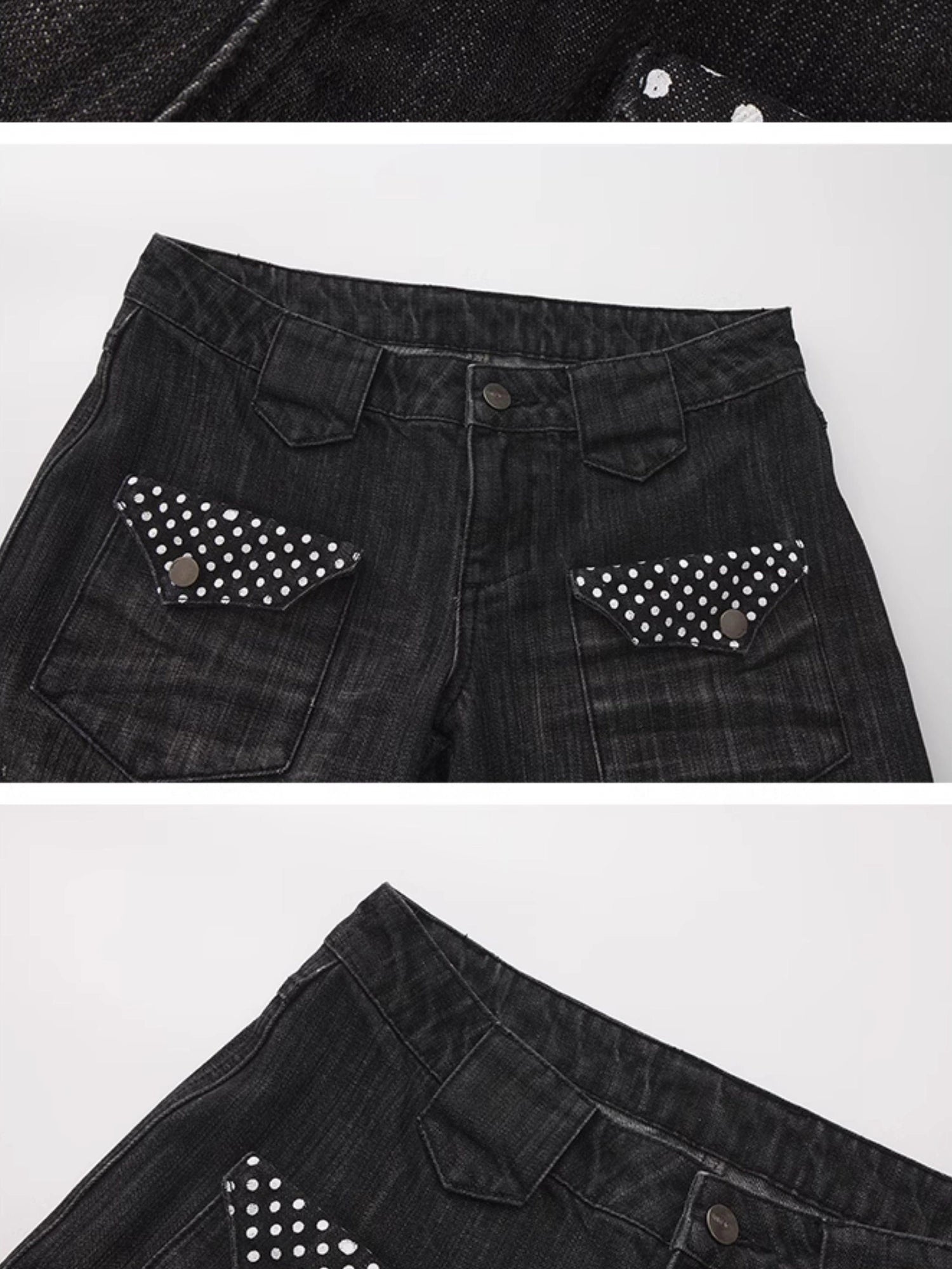 Outmode Low Rise Straight Leg Washed Denim Pants