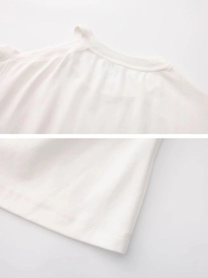 Outmode Off Shoulder Ruffle White T-shirt With Dalmatian Print