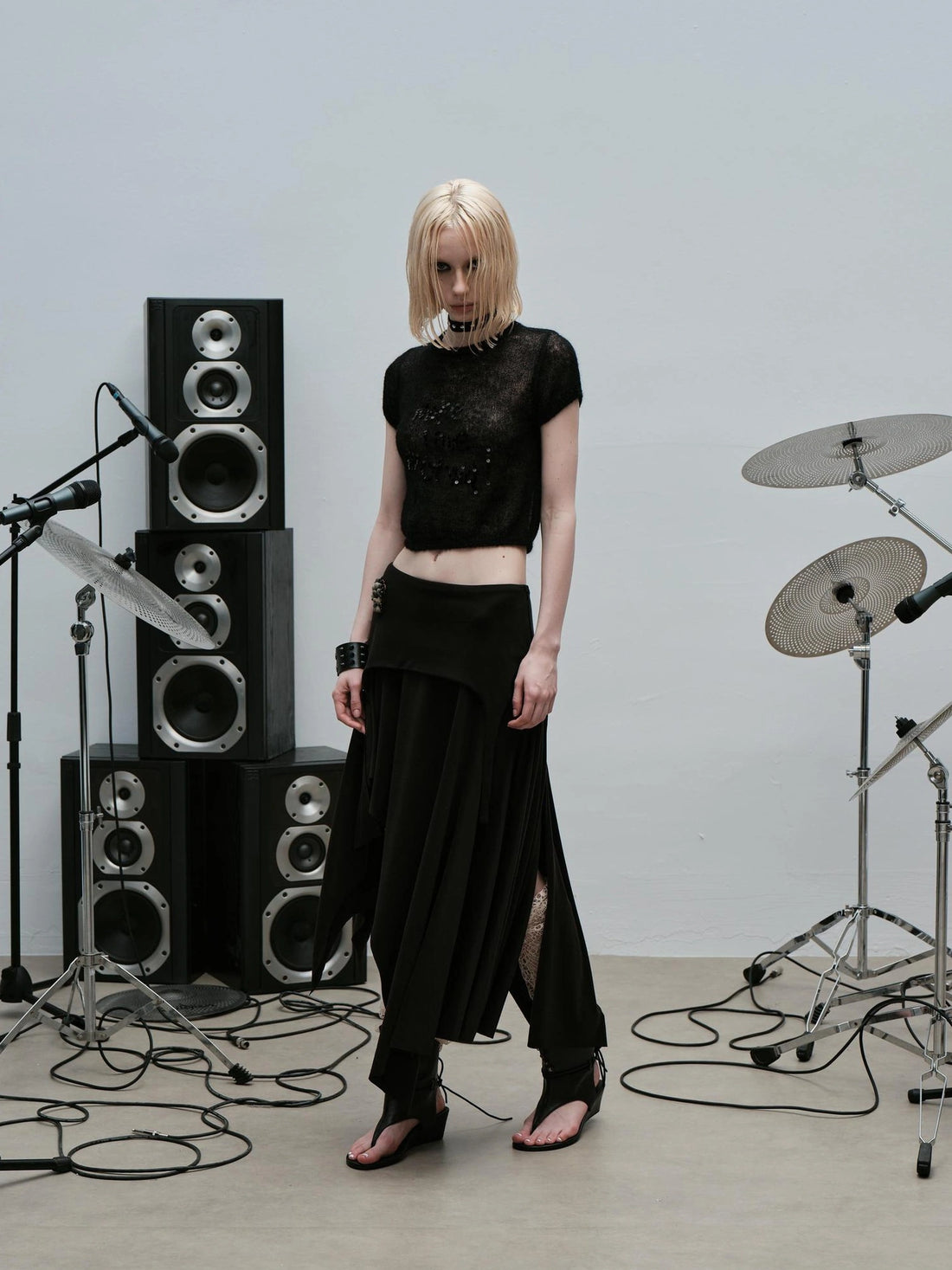 Outmode Punk Rock Knit Maxi Skirt