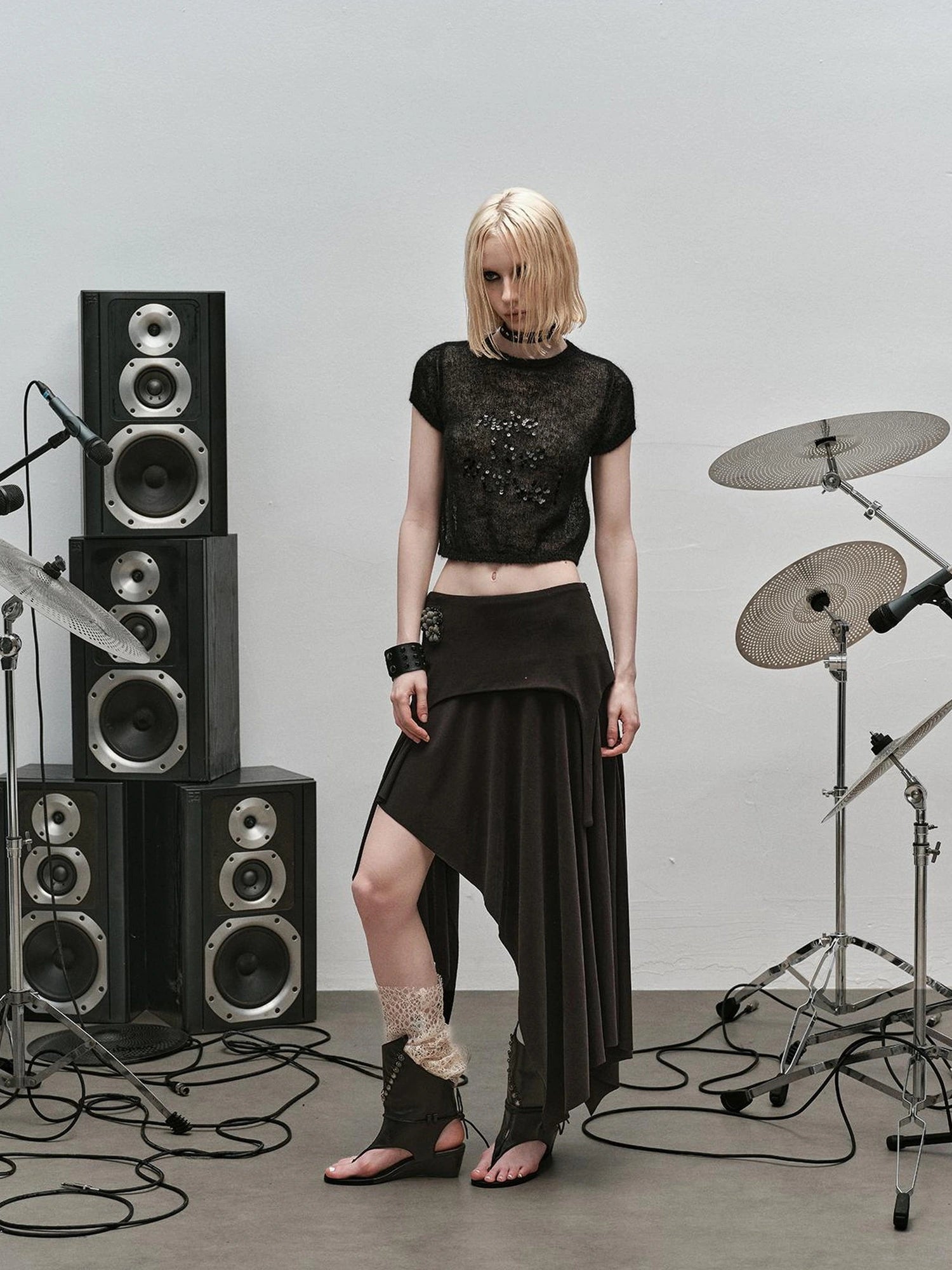 Outmode Punk Rock Knit Maxi Skirt