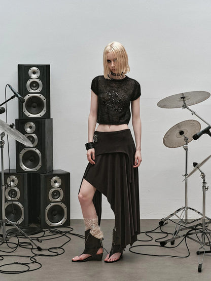 Outmode Punk Rock Knit Maxi Skirt