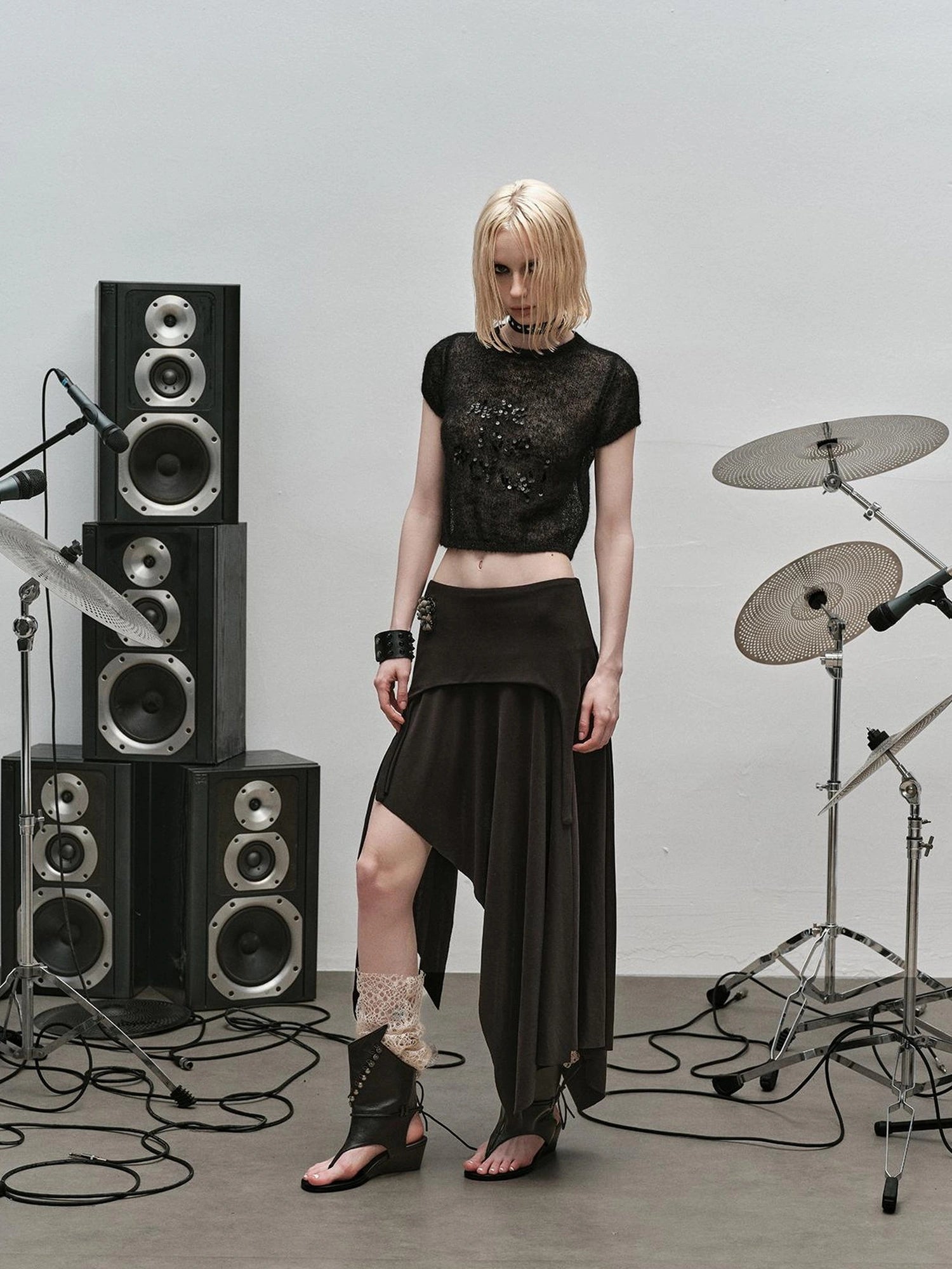 Outmode Punk Rock Knit Maxi Skirt