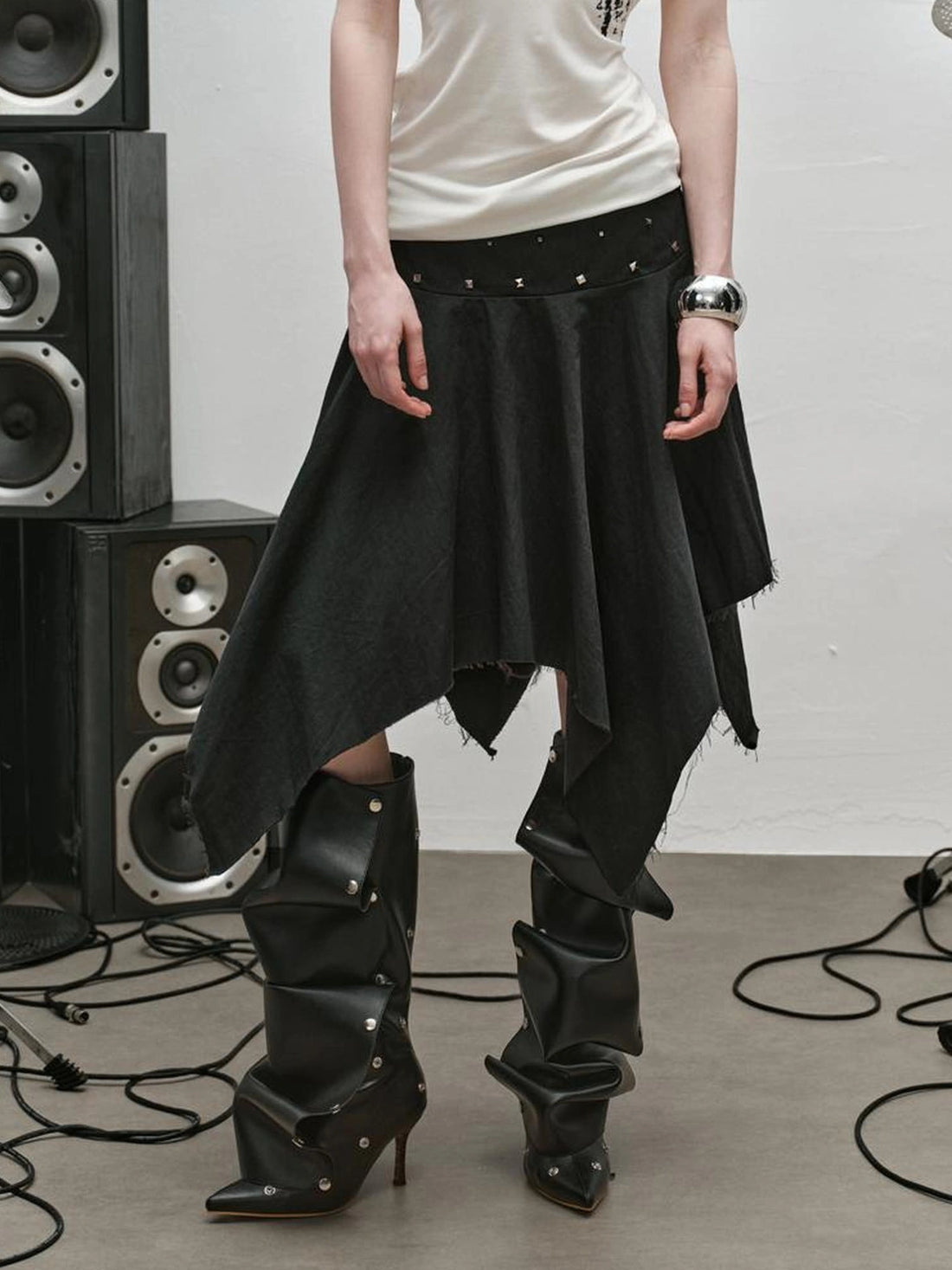 Punk Rock Ruffle Hem Skirt