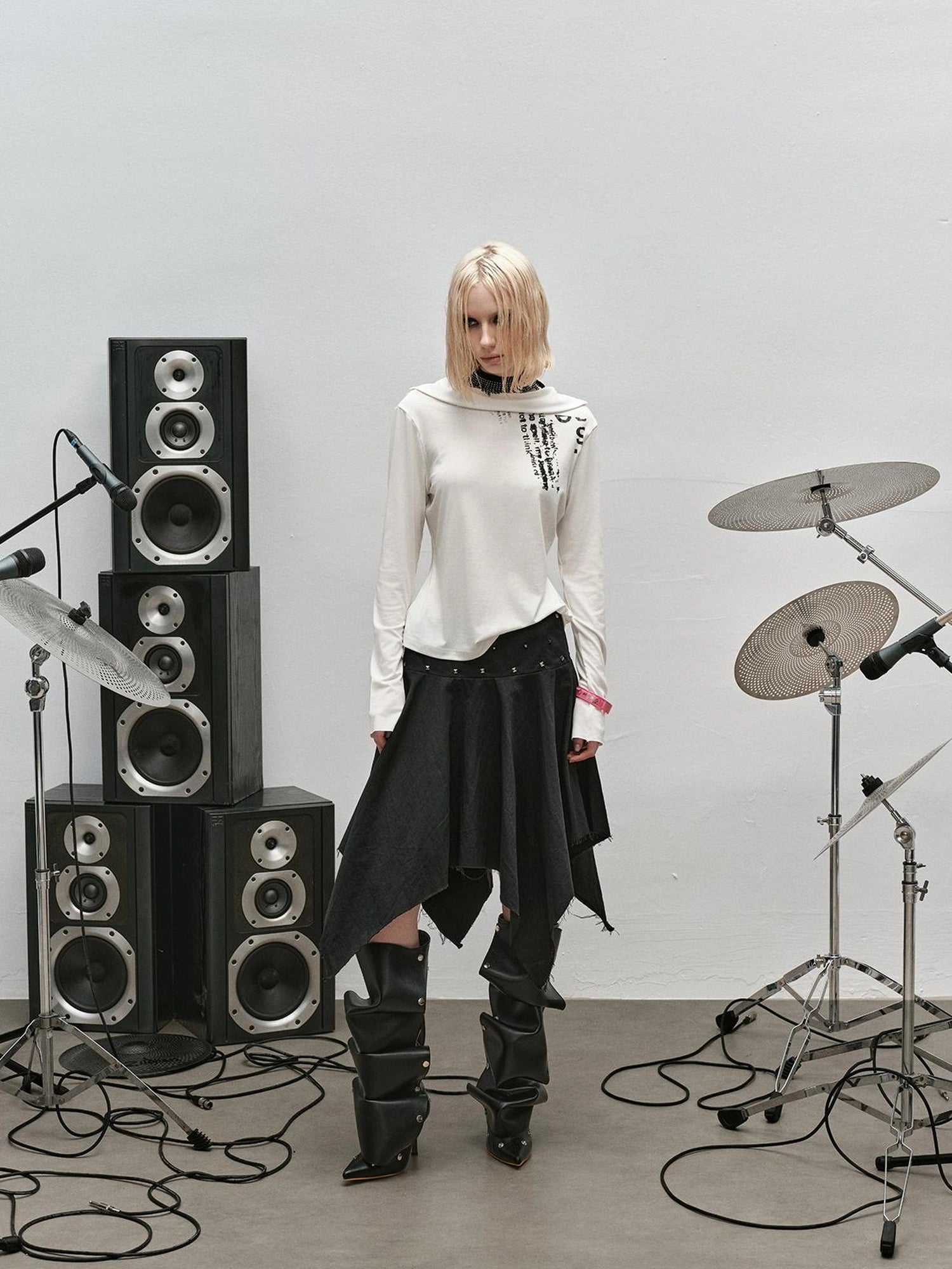 Punk Rock Ruffle Hem Skirt