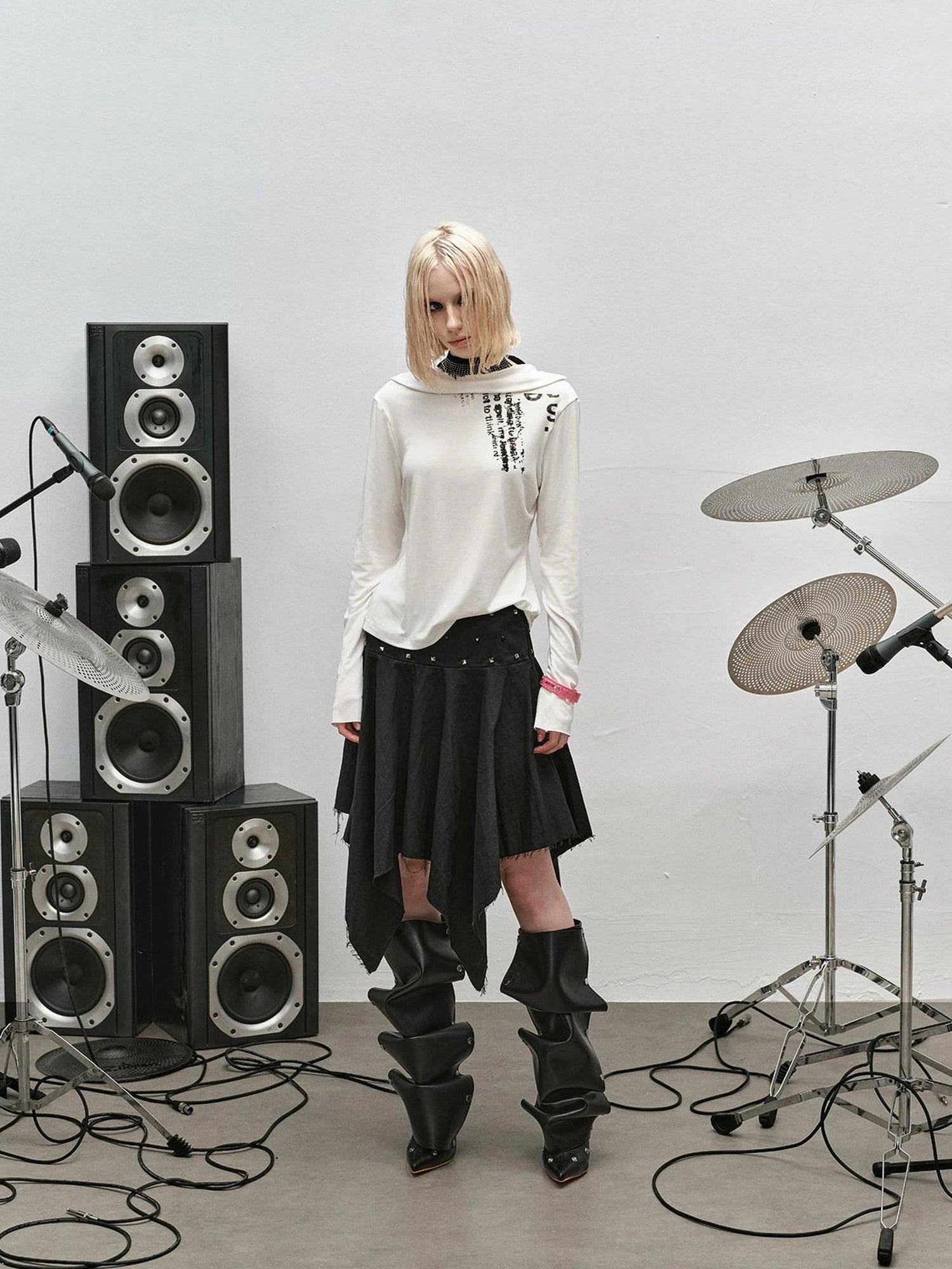 Punk Rock Ruffle Hem Skirt