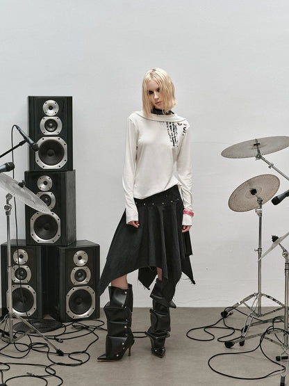 Punk Rock Ruffle Hem Skirt
