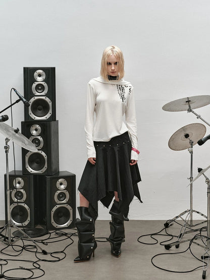 Punk Rock Ruffle Hem Skirt