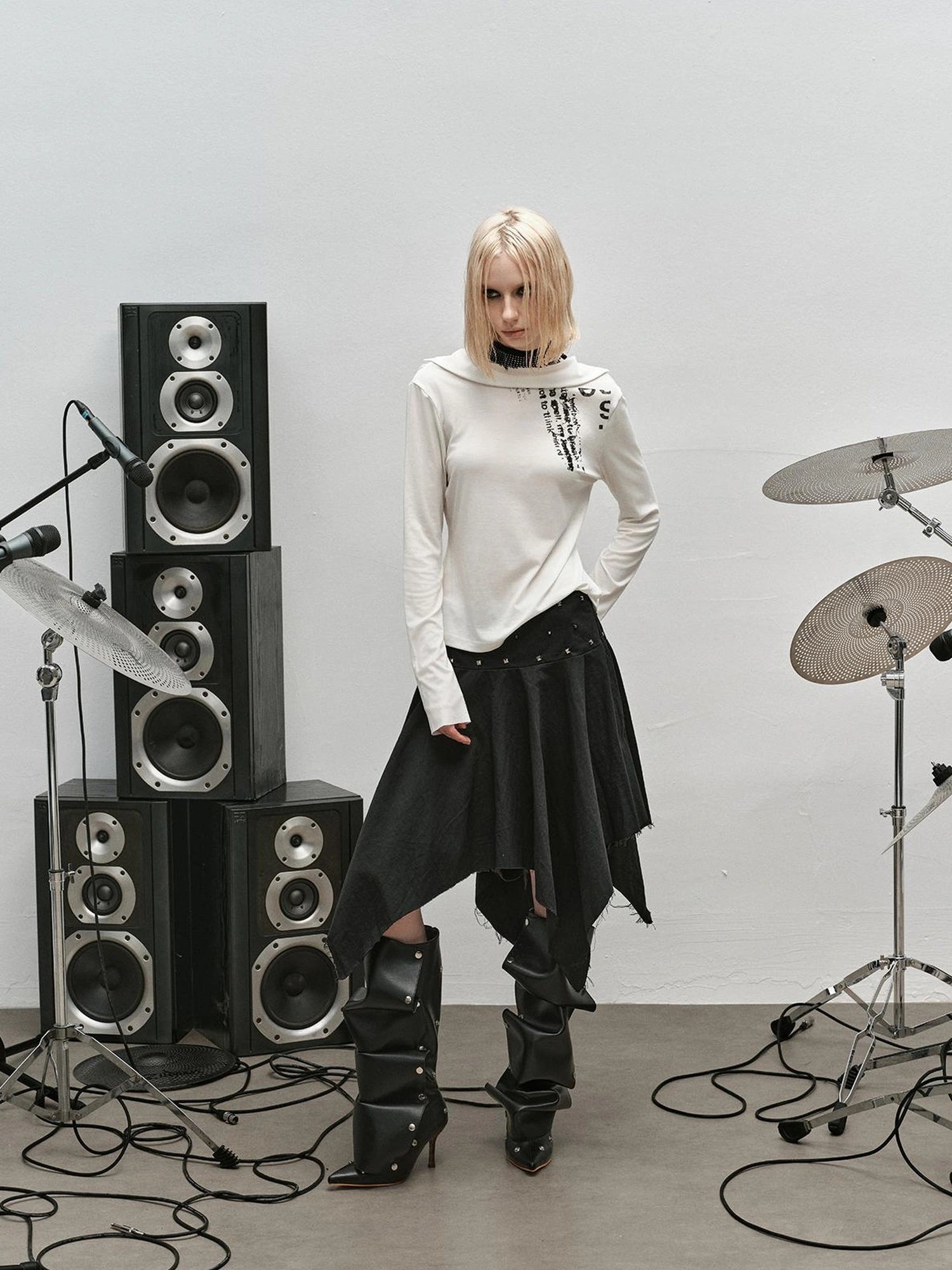 Punk Rock Ruffle Hem Skirt