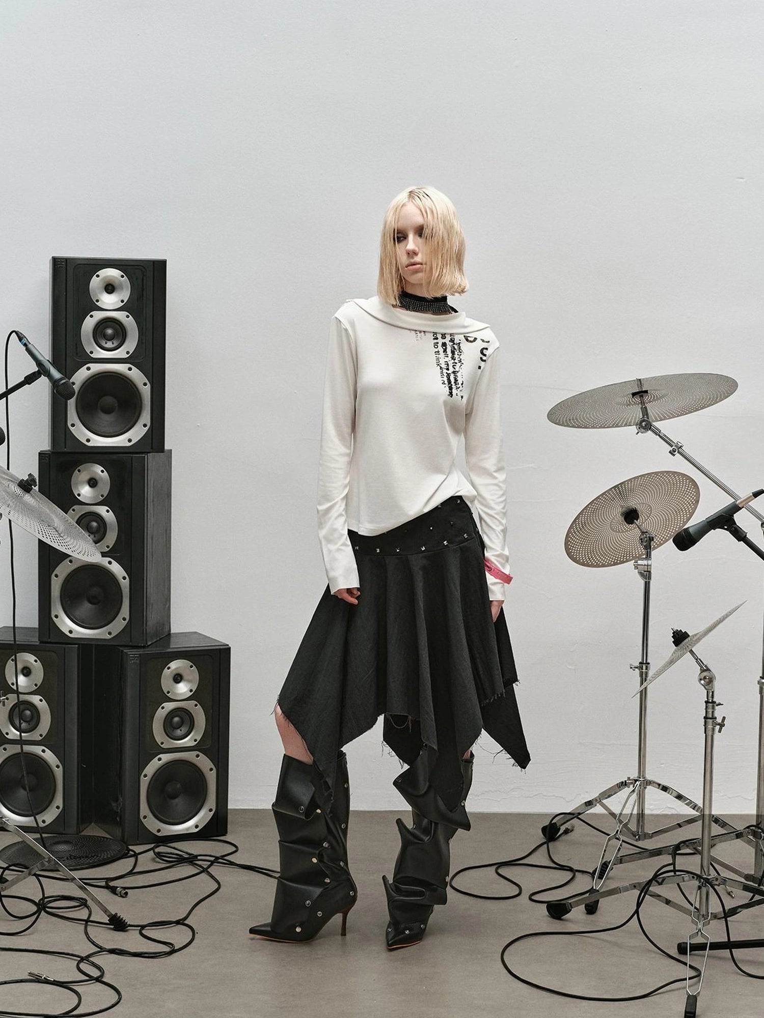Punk Rock Ruffle Hem Skirt