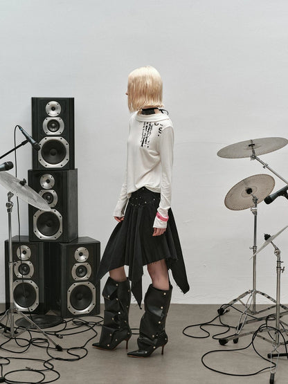 Punk Rock Ruffle Hem Skirt
