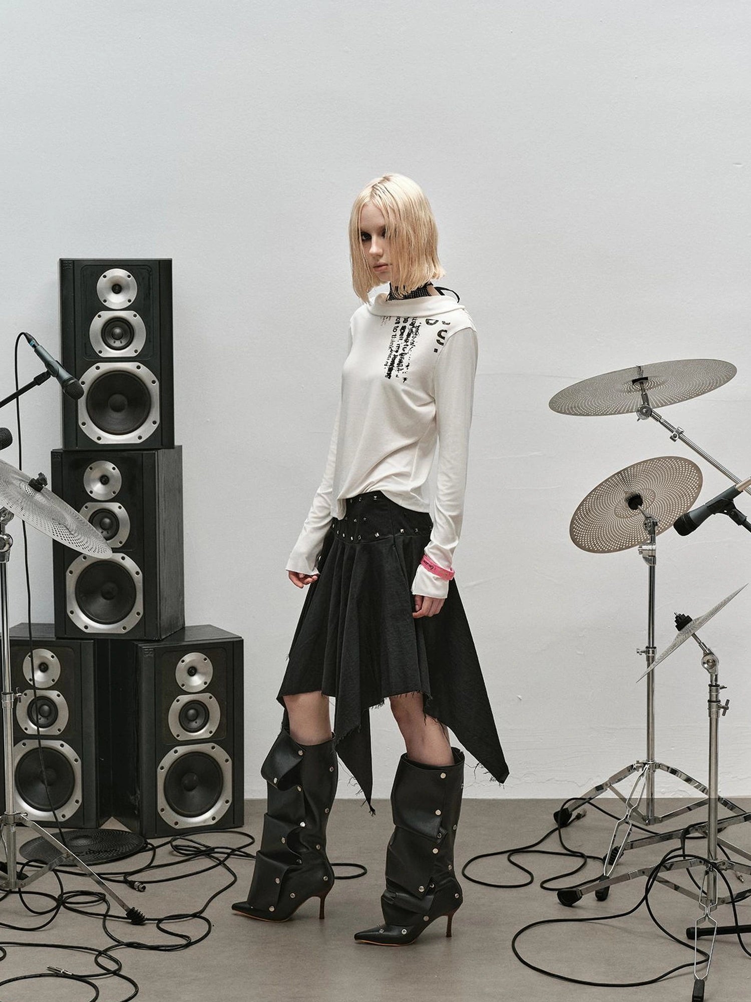 Punk Rock Ruffle Hem Skirt