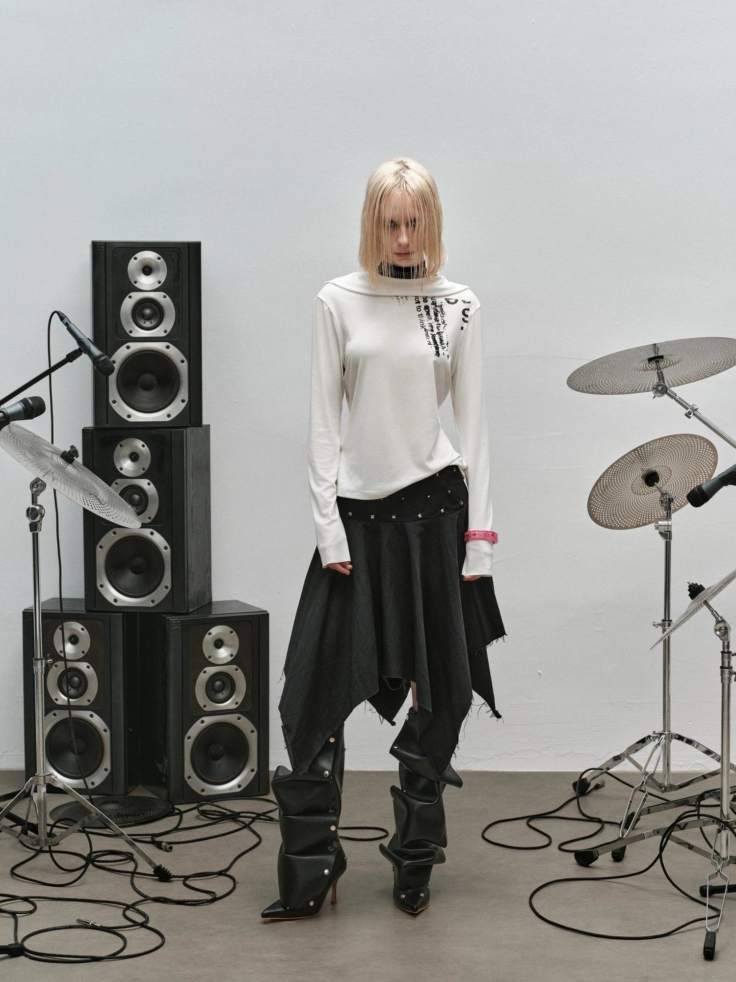 Punk Rock Ruffle Hem Skirt