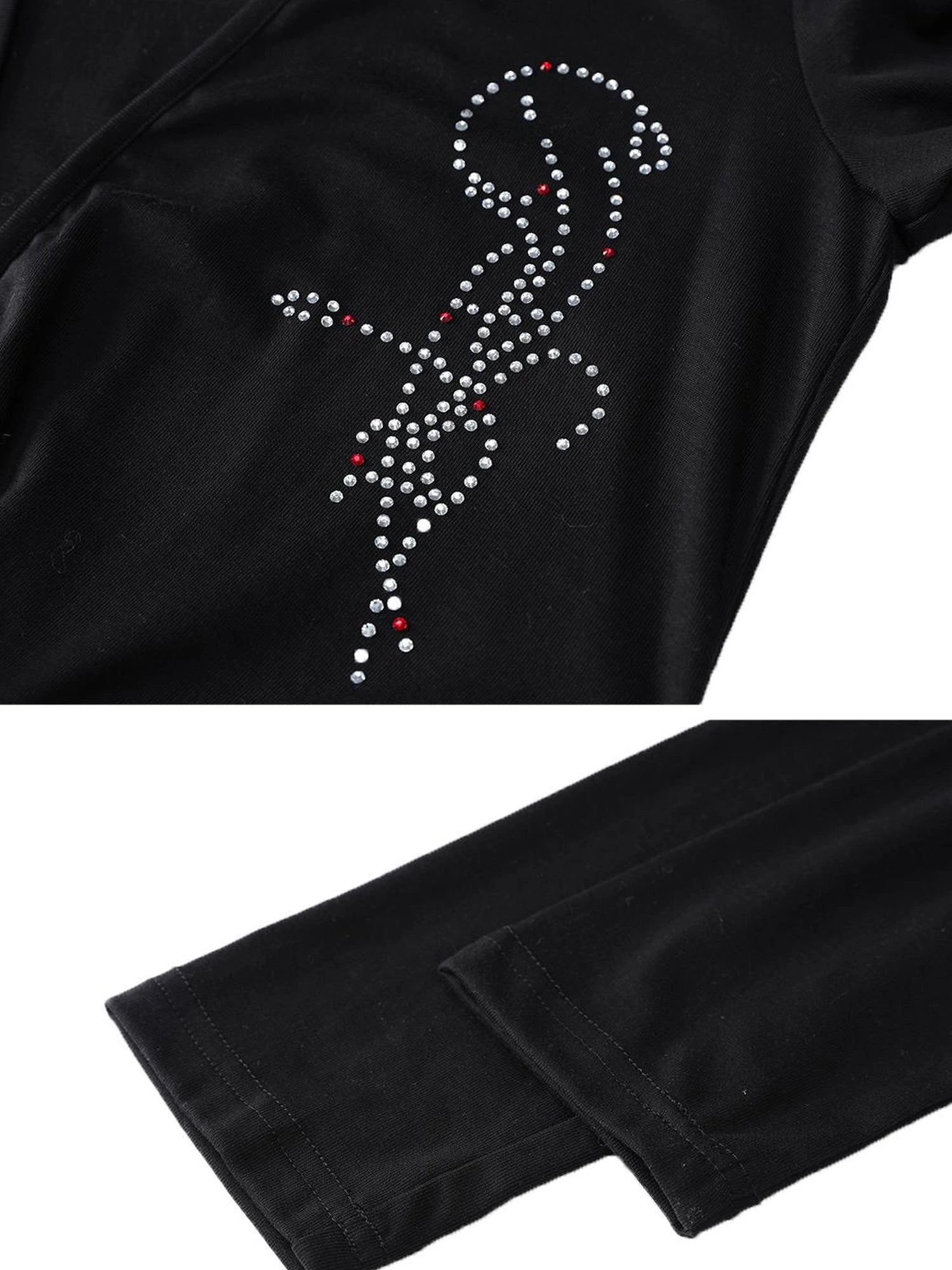 Outmode Punk Studded Ribbon Tie Dress V-neck T-shirt Long Sleeve