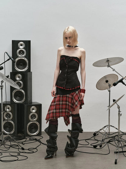 Outmode Rock N Roll Checkered Corset Set Skirt