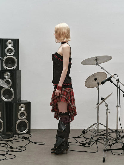 Outmode Rock N Roll Checkered Corset Set Skirt