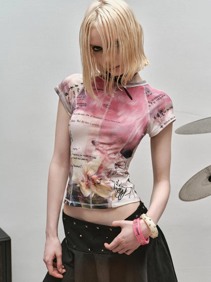 Outmode Rock N Roll Deconstructed Sleeveless V-neck T-shirt