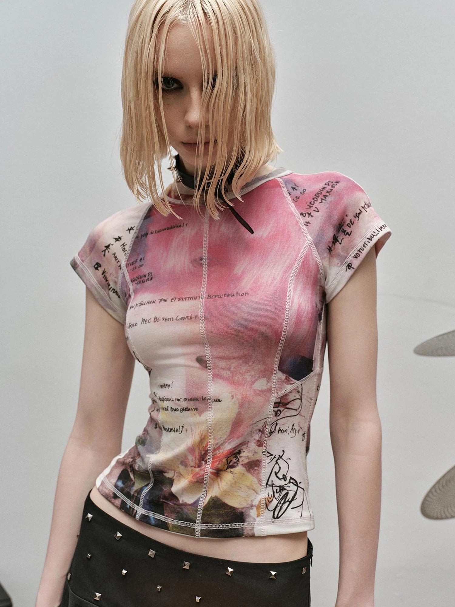 Outmode Rock N Roll Deconstructed Sleeveless V-neck T-shirt