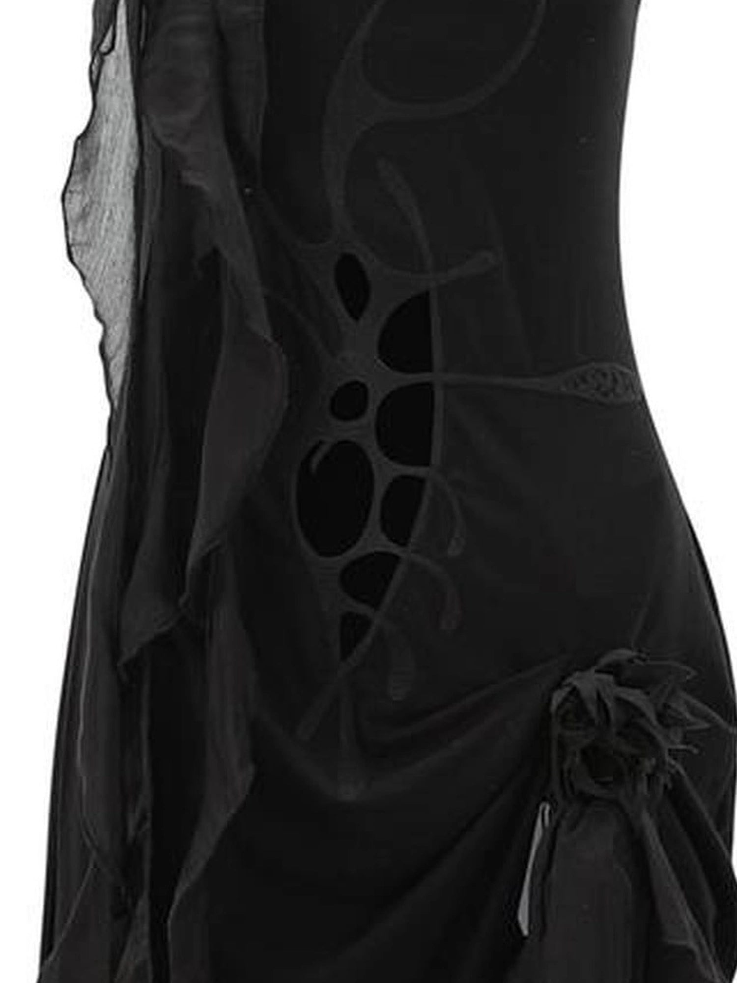 Outmode Rock N Roll Embroidered Punk Ribbon Trim Dress