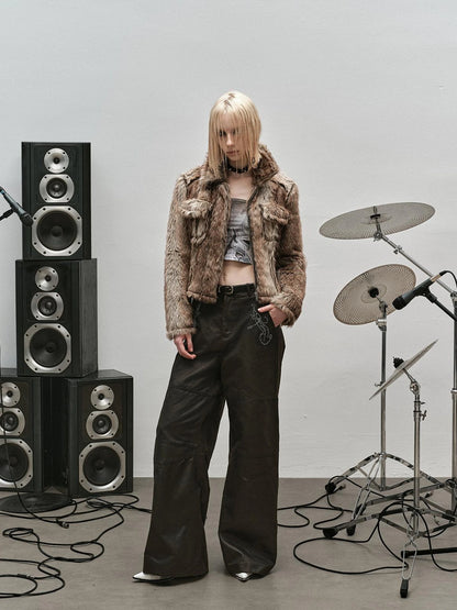 Outmode Rock N Roll Faux Fur Cropped Jacket